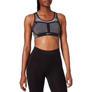 Nike Swoosh Flyknit Bra Sz L In Black/White